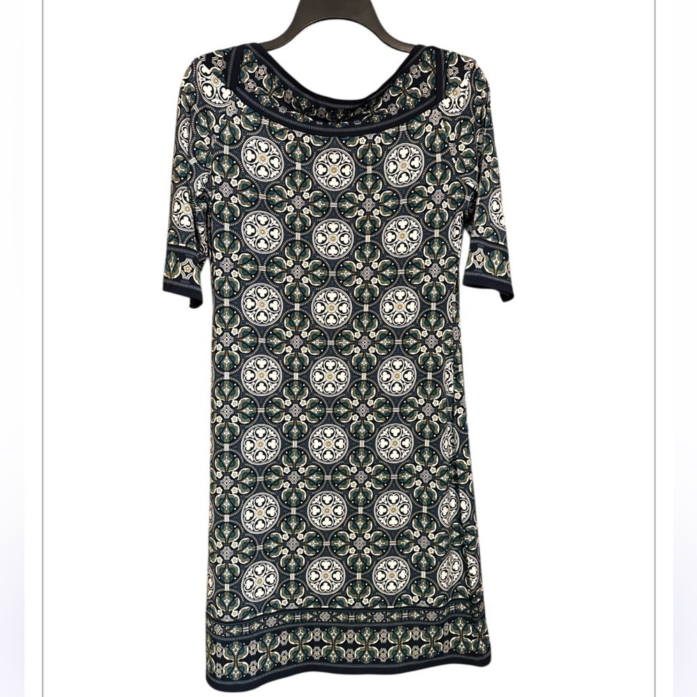 Max Studio Elegant blue and White Patterned Dress new size medium - Picture 3 of 7